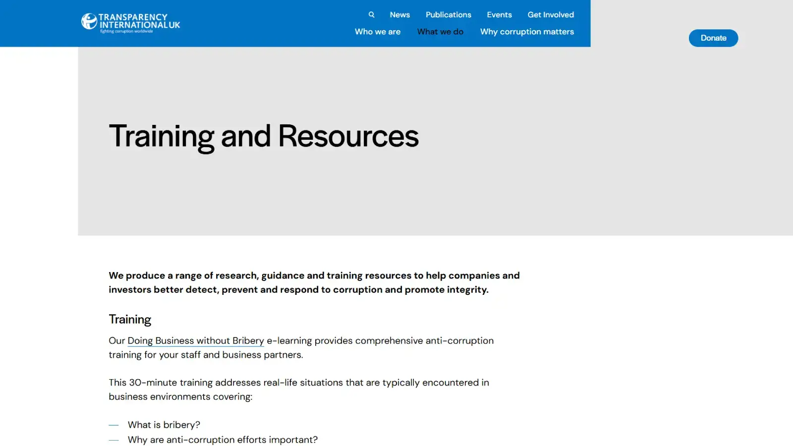 Anti-Bribery Training Transparency International UK
