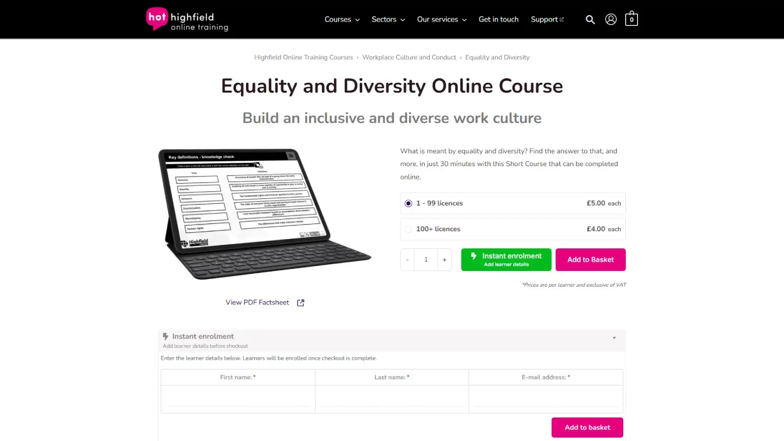 Equality, Diversity and Inclusion Training Highfield